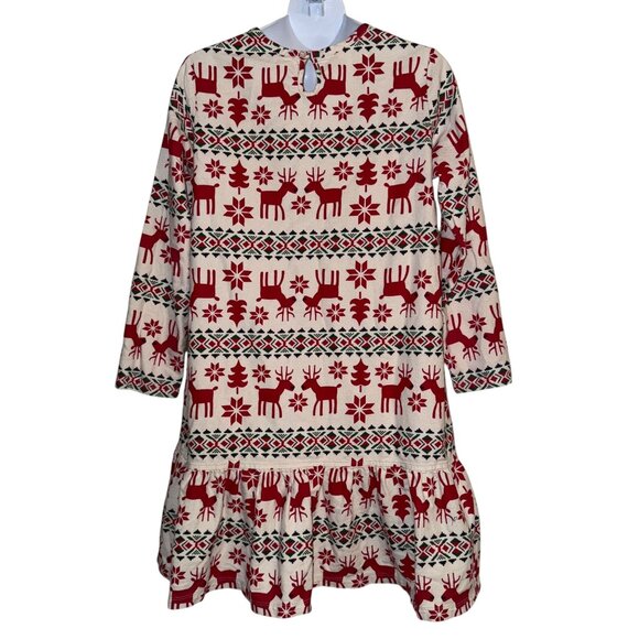 Hanna Andersson Dear Deer Reindeer Girls Dress 150 12 Christmas Holiday Red - Picture 6 of 9